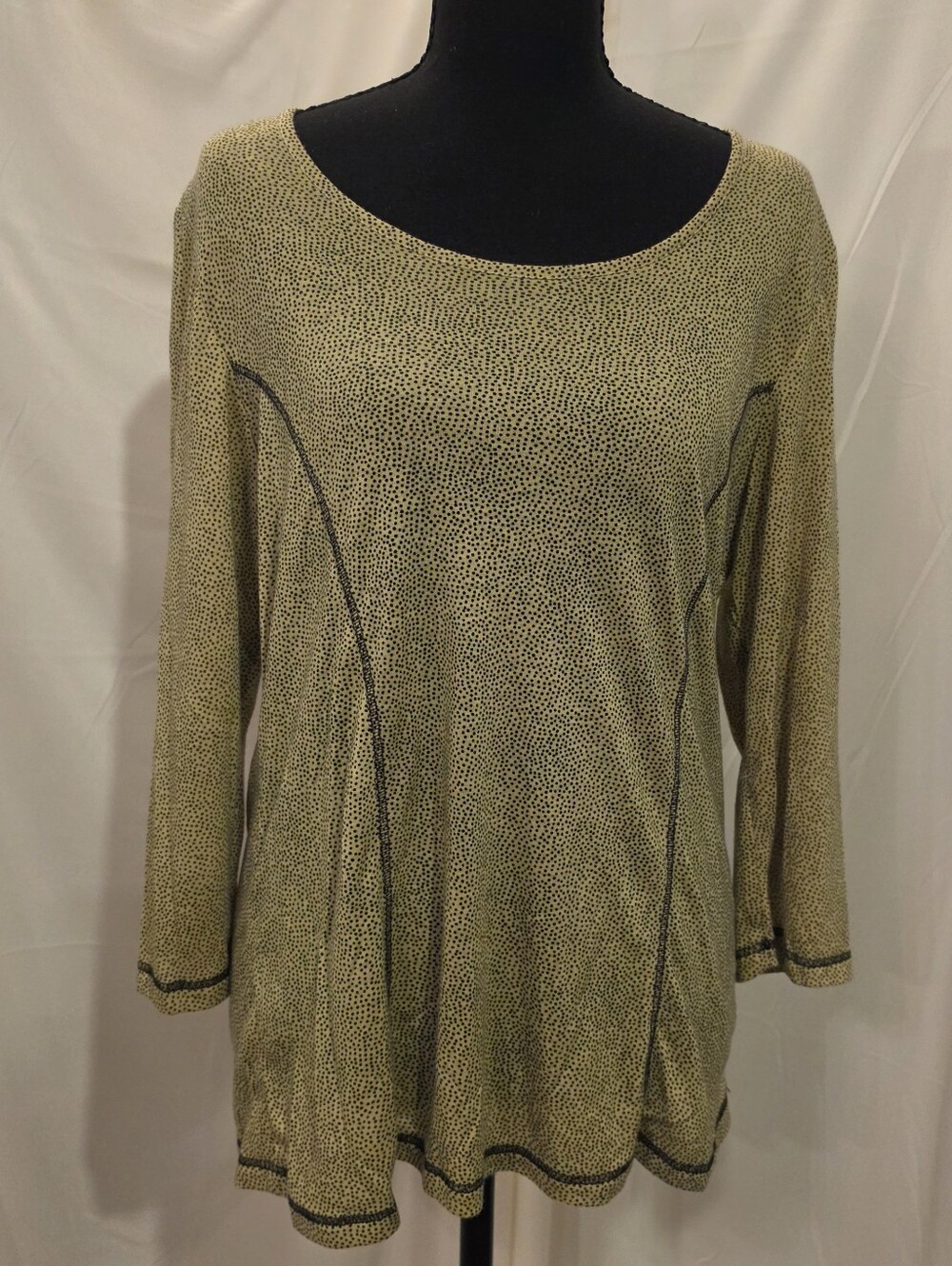 Zoe By Michael Phillips Light Green Black Scoop Neck Tunic Top Relaxed Sz Large